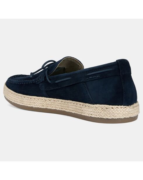 Mocassins en Velours de Cuir Pantelleria bleu marine