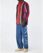 Stoer zwart/rood/blauw gestreept shirt