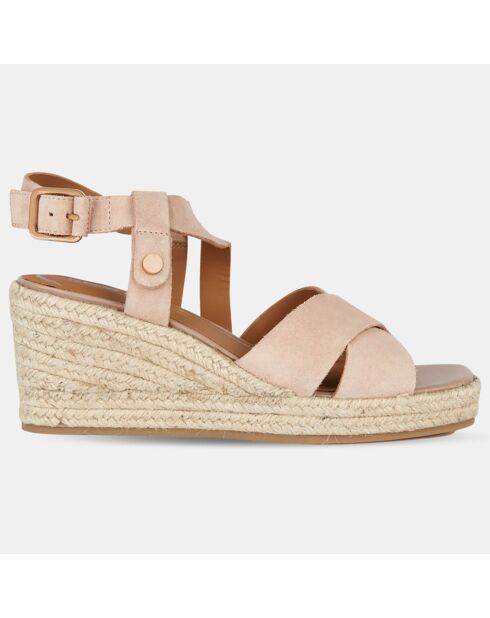 Panarea Sandalen mit Keilabsatz aus Veloursleder in Rosa — Absatz 7,5 cm