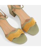 Sandales en Velours de Cuir Eraklia vert/jaune - Talon 5 cm
