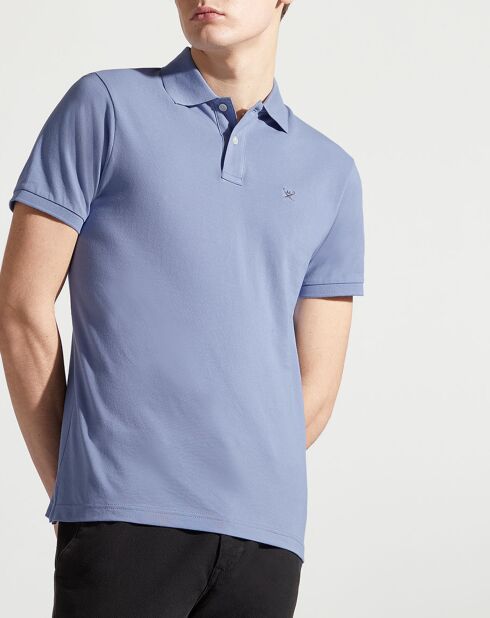 Polo Slim Fit uni piqué bleu clair