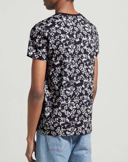 T-Shirt Regular Fit à fleurs bleu foncé