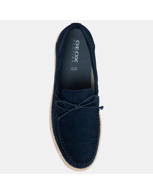 Mocassins en Velours de Cuir Pantelleria bleu marine