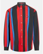 Stoer zwart/rood/blauw gestreept shirt