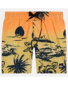 Short de bain print Hawaï orange/jaune