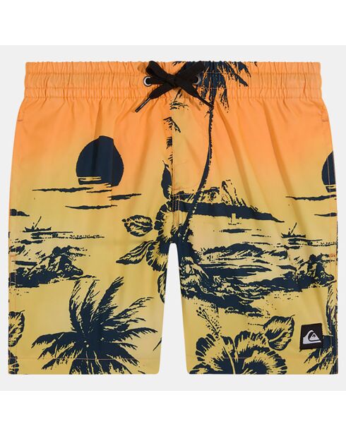 Short de bain print Hawaï orange/jaune