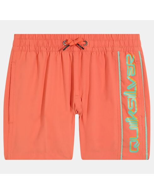 Costume da bagno in tinta unita con bordo color salmone