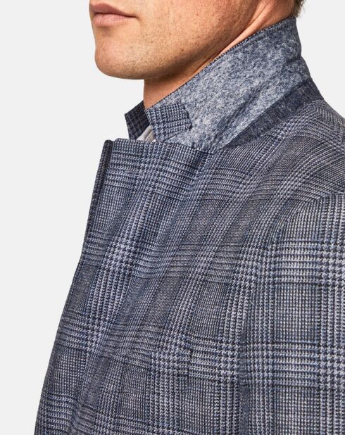 Veste en Soie & Laine Check à imprimé Prince de Galles bleu moyen