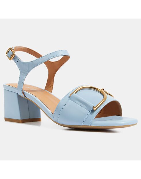 Sandales en Cuir Eraklia bleues - Talon 6 cm