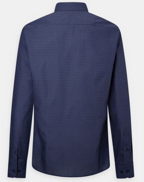 Chemise Slim Fit à micro imprimé géométrique bleue