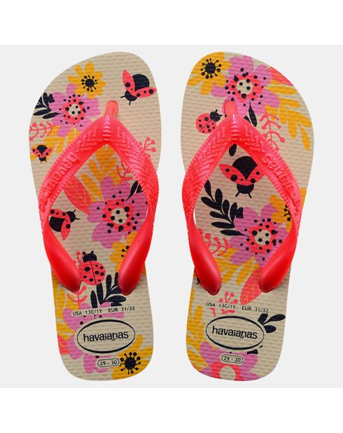 Tongs Flores beige/multicolore