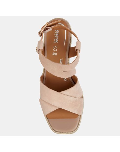 Panarea Sandalen mit Keilabsatz aus Veloursleder in Rosa — Absatz 7,5 cm