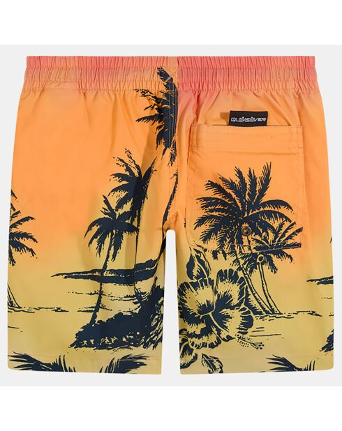 Oranje/gele zwemshort met Hawaï-print