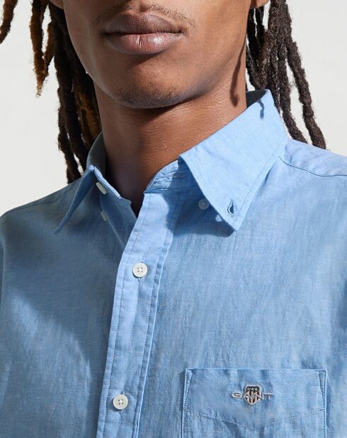 Chemise en Lin & Coton Regular Fit unie bleu ciel