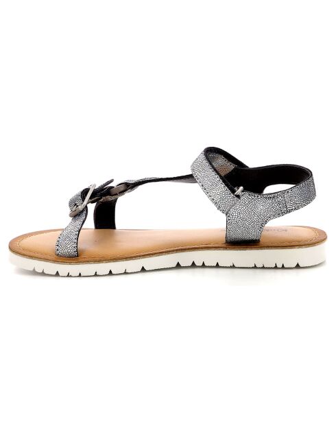 Sandales en Cuir Braska noir métallisé