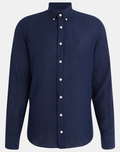 Chemise 100% Lin Slim Fit bleu foncé