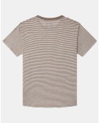 T-Shirt 100% Lin Regular Fit Bat à rayures beige foncé