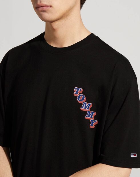 Schwarzes Skate-College-Pop-T-Shirt