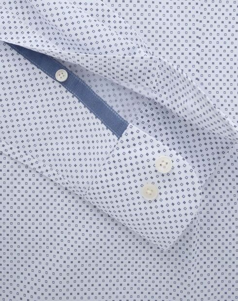 Chemise Slim Fit à micro imprimé géométrique blanche