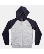 Sweat zip raglan bicol bleu/gris