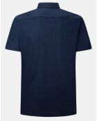 Chemise en Lin & Coton Slim Fit manches courtes Tricot bleue