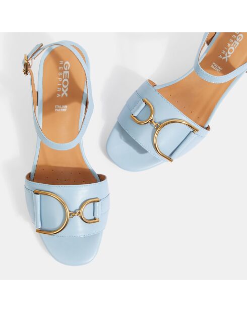 Sandales en Cuir Eraklia bleues - Talon 6 cm