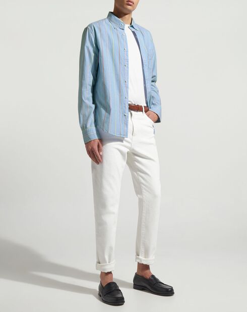 Blauw gestreept hemd met normale pasvorm