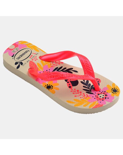 Tongs Flores beige/multicolore