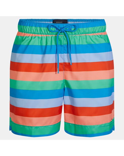 Short de bain rayé multicolore