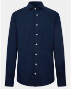 Chemise Slim Fit manches longues piquée unie bleu foncé