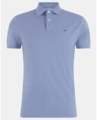 Polo Slim Fit uni piqué bleu clair