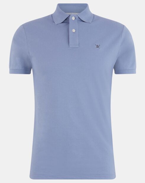 Polo Slim Fit uni piqué bleu clair