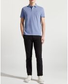 Polo Slim Fit uni piqué bleu clair