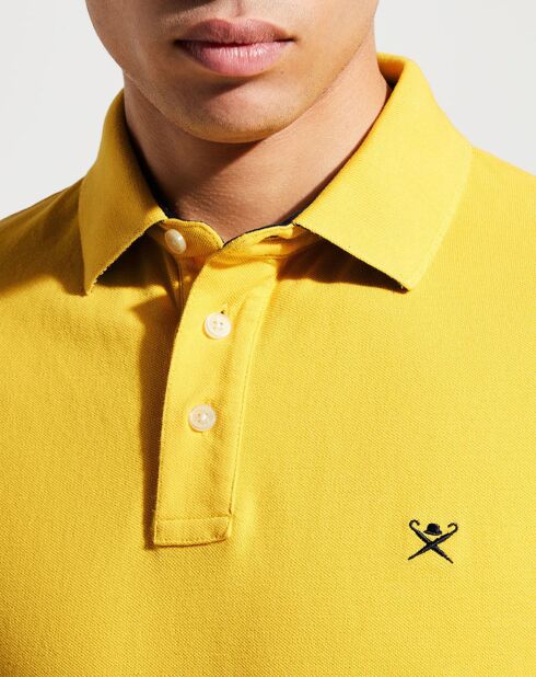 Polo Regular Fit uni piqué jaune