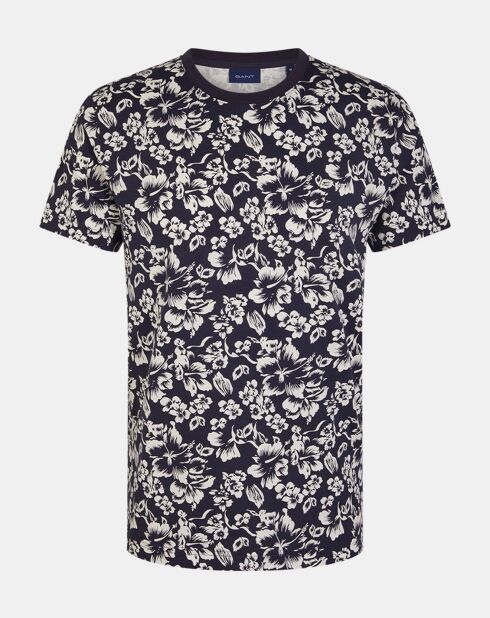 T-Shirt Regular Fit à fleurs bleu foncé