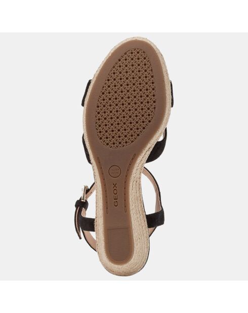 Sandales en Velours de Cuir de Chèvre Soleil noires - Talon 8 cm