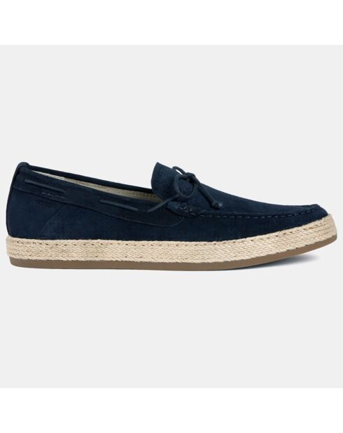 Mocassins en Velours de Cuir Pantelleria bleu marine