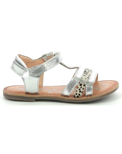 Weiß/silberne Diamanto-Ledersandalen