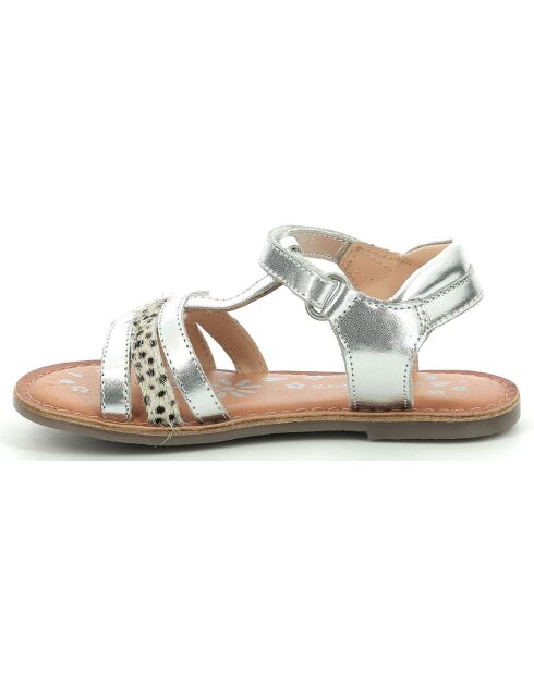 Weiß/silberne Diamanto-Ledersandalen