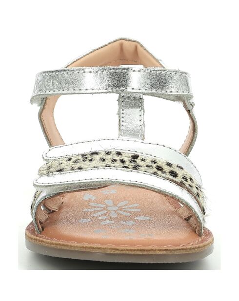 Weiß/silberne Diamanto-Ledersandalen