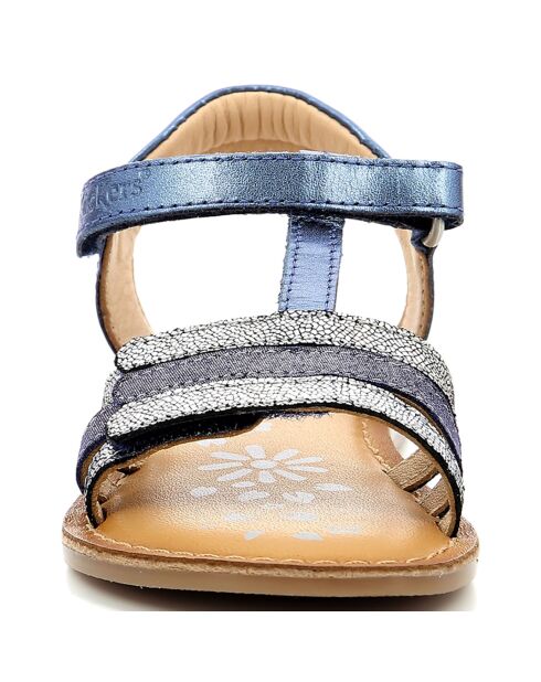 Sandales en Cuir Diamanto marine métallisé