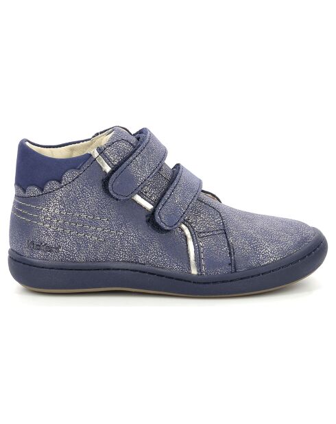 Bottillons en Cuir Kickmary marine métallisé