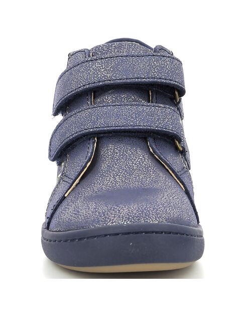 Bottillons en Cuir Kickmary marine métallisé