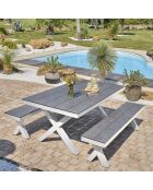 Set de mesa de jardín ANNECY de aluminio con tapa de HPL blanca