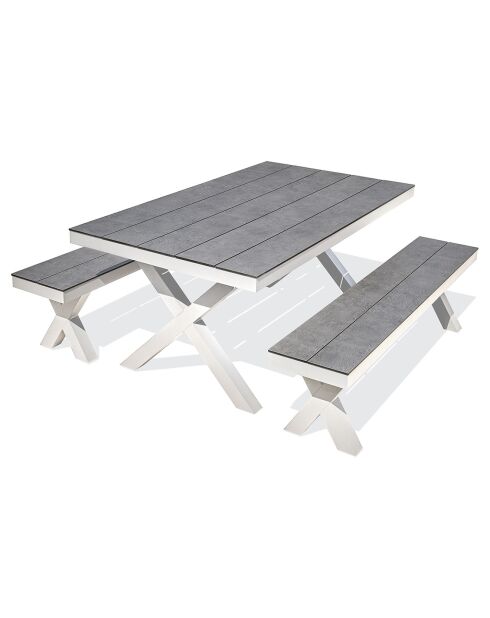 Set de mesa de jardín ANNECY de aluminio con tapa de HPL blanca
