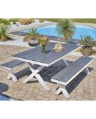 Set de mesa de jardín ANNECY de aluminio con tapa de HPL blanca