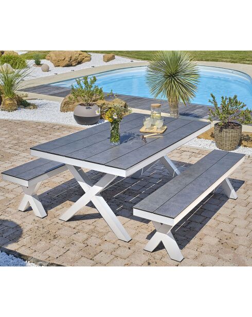 Set de mesa de jardín ANNECY de aluminio con tapa de HPL blanca