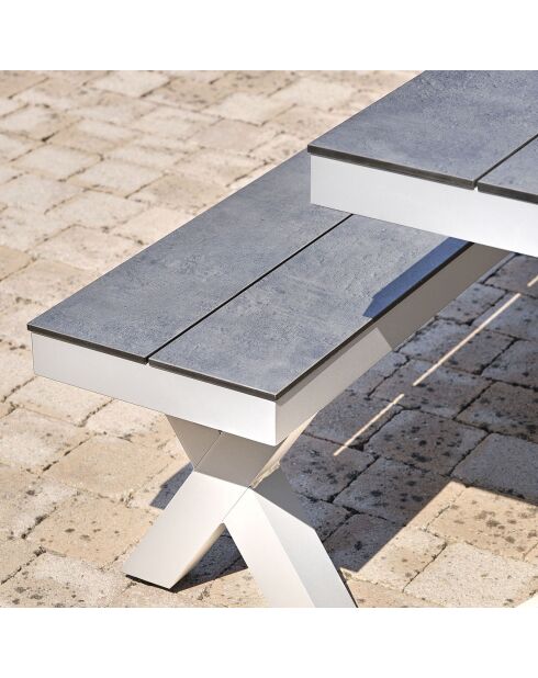 Set de mesa de jardín ANNECY de aluminio con tapa de HPL blanca
