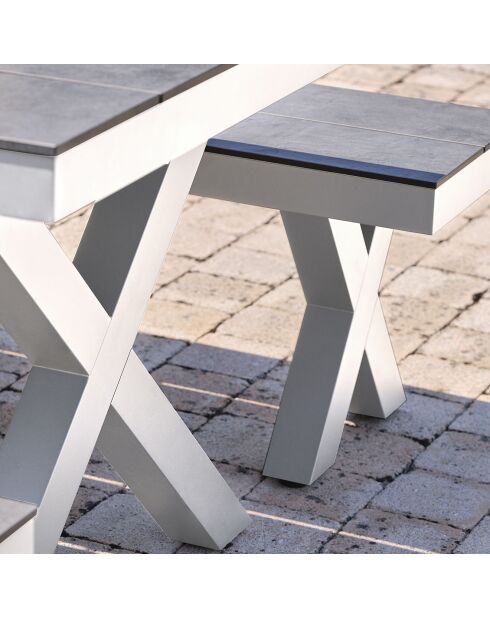 Set de mesa de jardín ANNECY de aluminio con tapa de HPL blanca