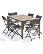 Mesa BOSTON + 6 sillas de jardín plegables gris antracita